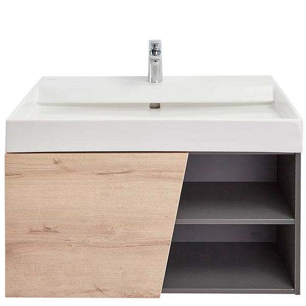 Mueble Fussion Vital duna/plomo de 80cm con lavamanos blanco