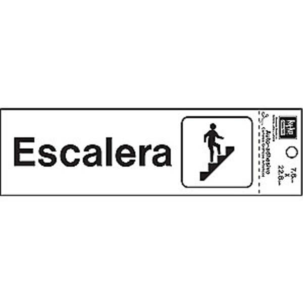 Letrero de señalización Escalera de 3" x 8" de plástico auto adhesivo