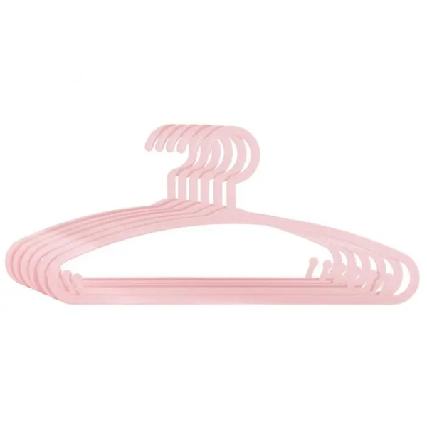 Ganchos plásticos para niñas color rosado - 6 piezas