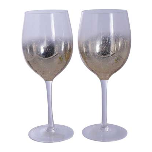 Juego de copas de vidrio color champaña iridiscente - 2 unidades