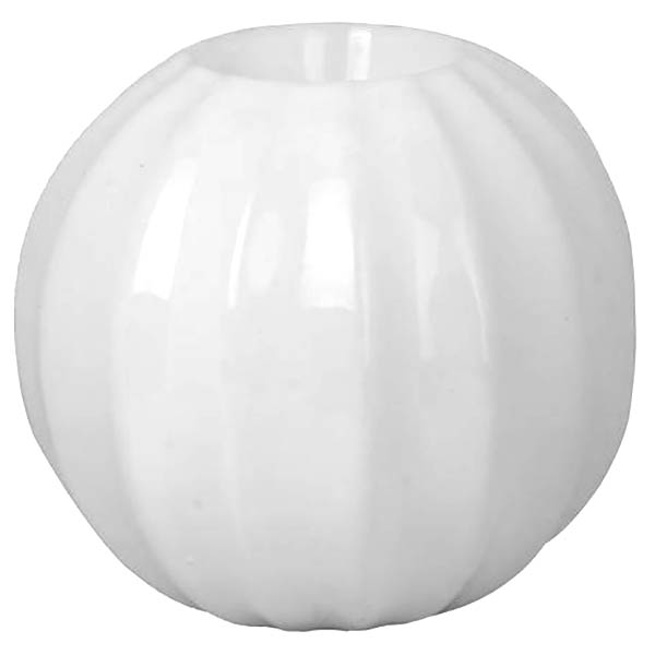 Portavela de cerámica de 12cm x 11cm redonda de color blanco