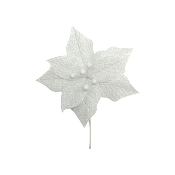 Flor decorativa Poinsettia blanca de 20cm x 24cm