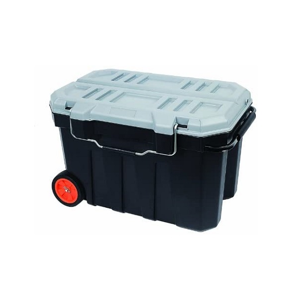 Caja de herramienta plástica con ruedas de 29" de color negro TACTIX