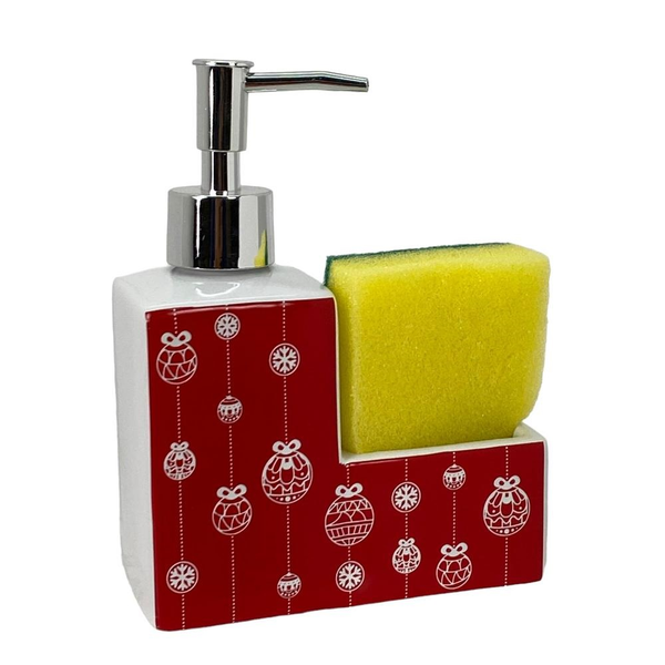 Dispensador de jabón navideño con porta esponja