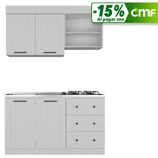 Mueble de cocina 150x50x89 cm de color blanco