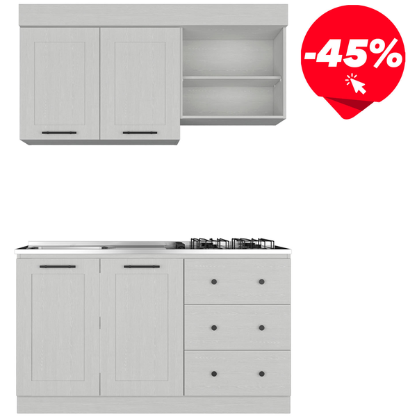 Mueble de cocina 150x50x89 cm de color blanco