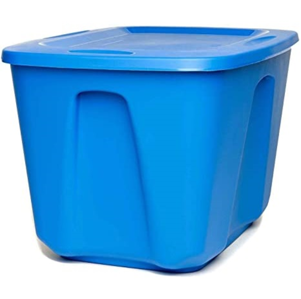 Caja plástica de 32 galones con tapa multiusos de color azul - HOMZ