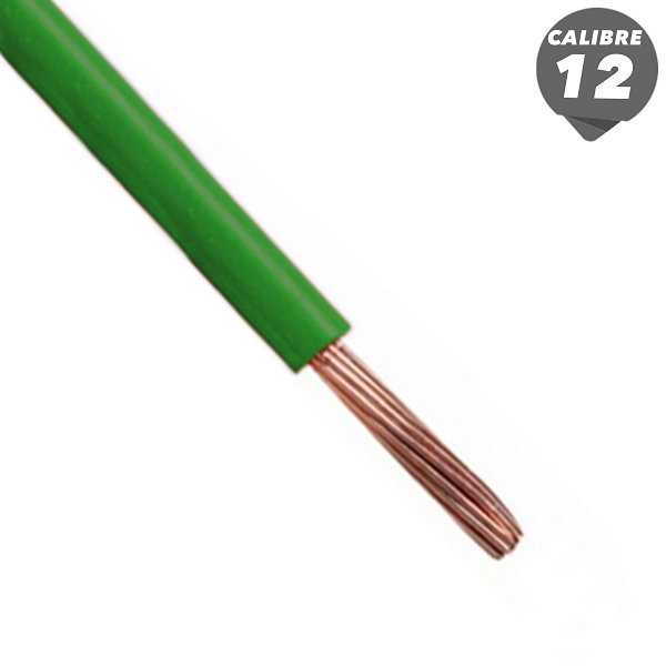 Cable THHN de 1m calibre 12AWG color verde
