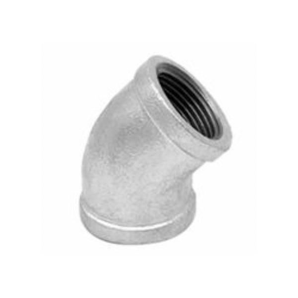 Codo galvanizado de 1 1/4" x 45° para tuberías